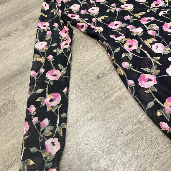 WHBM Floral Mesh Wrap Midi Dress Black Pink 10 bohemian preppy girly party boho - Picture 3 of 14